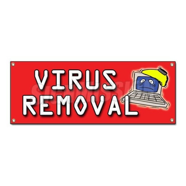 VIRUS REMOVAL BANNER SIGN computer repair fix PC IT laptop malware tech